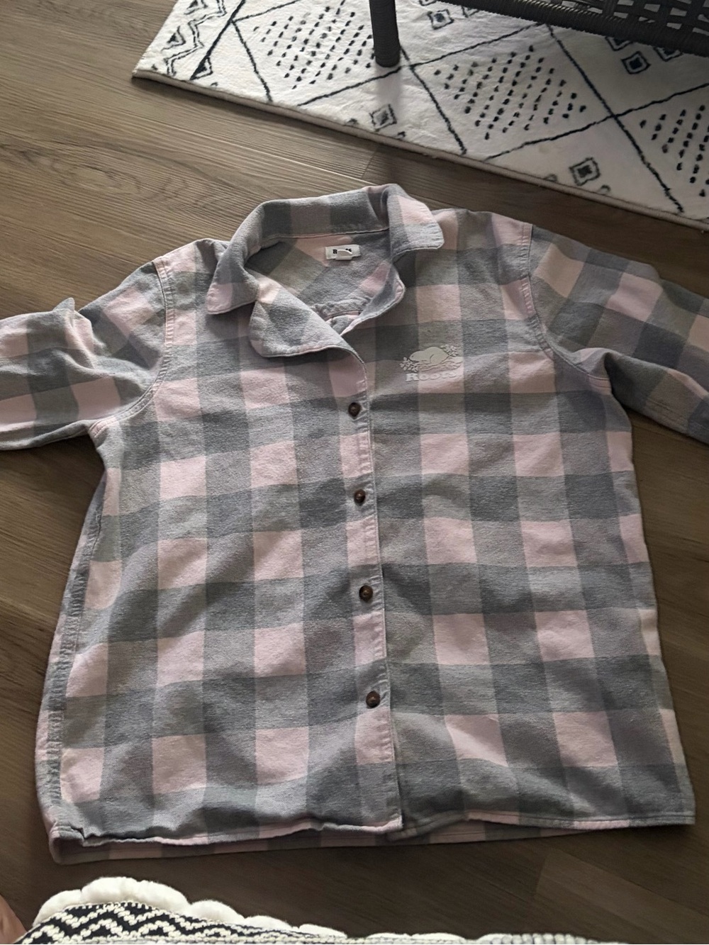 Roots Pink and Gray Plaid women’s Button-Front Shirt